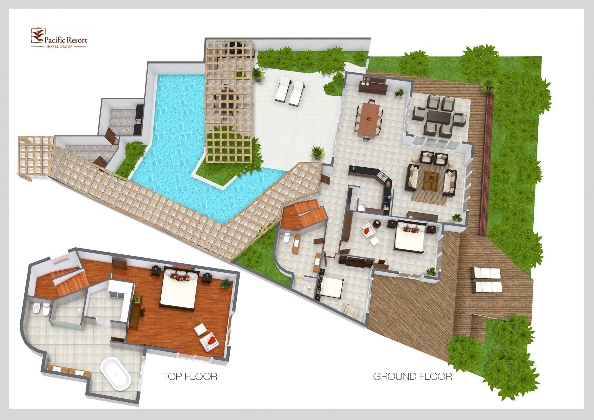 Presidential Beachfront Villa (3 Bedroom) - Room Plan