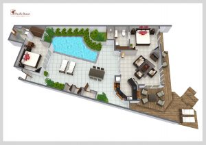 Ultimate Beachfront Villa (1 & 2 Bedroom) Floorplan